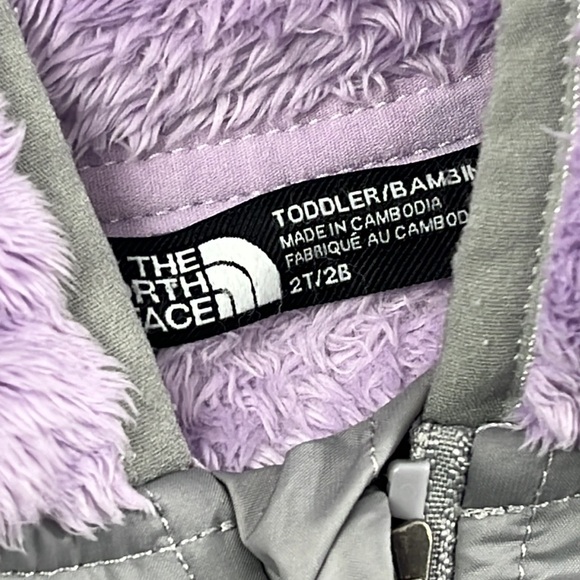 The North Face 2T Purple Gray Sherpa Fleece Full Zip Windbreaker Shacket - Picture 2 of 10
